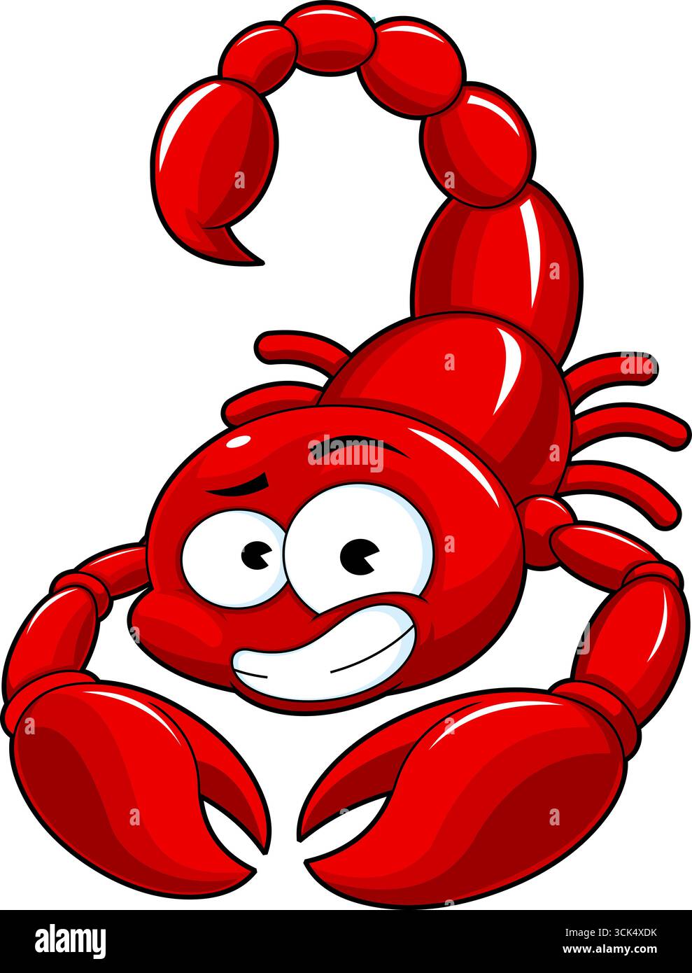 Personnage drôle Red Scorpion Cartoon avec expression agressive. Illustration vectorielle dessinée à la main isolée sur fond transparent Illustration de Vecteur