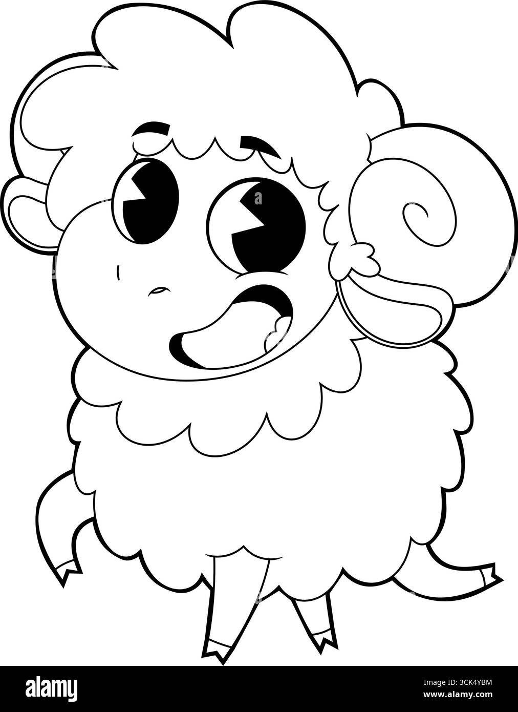 Personnage de dessin animé Ram en cours d'exécution. Illustration vectorielle dessinée à la main isolée sur fond transparent Illustration de Vecteur