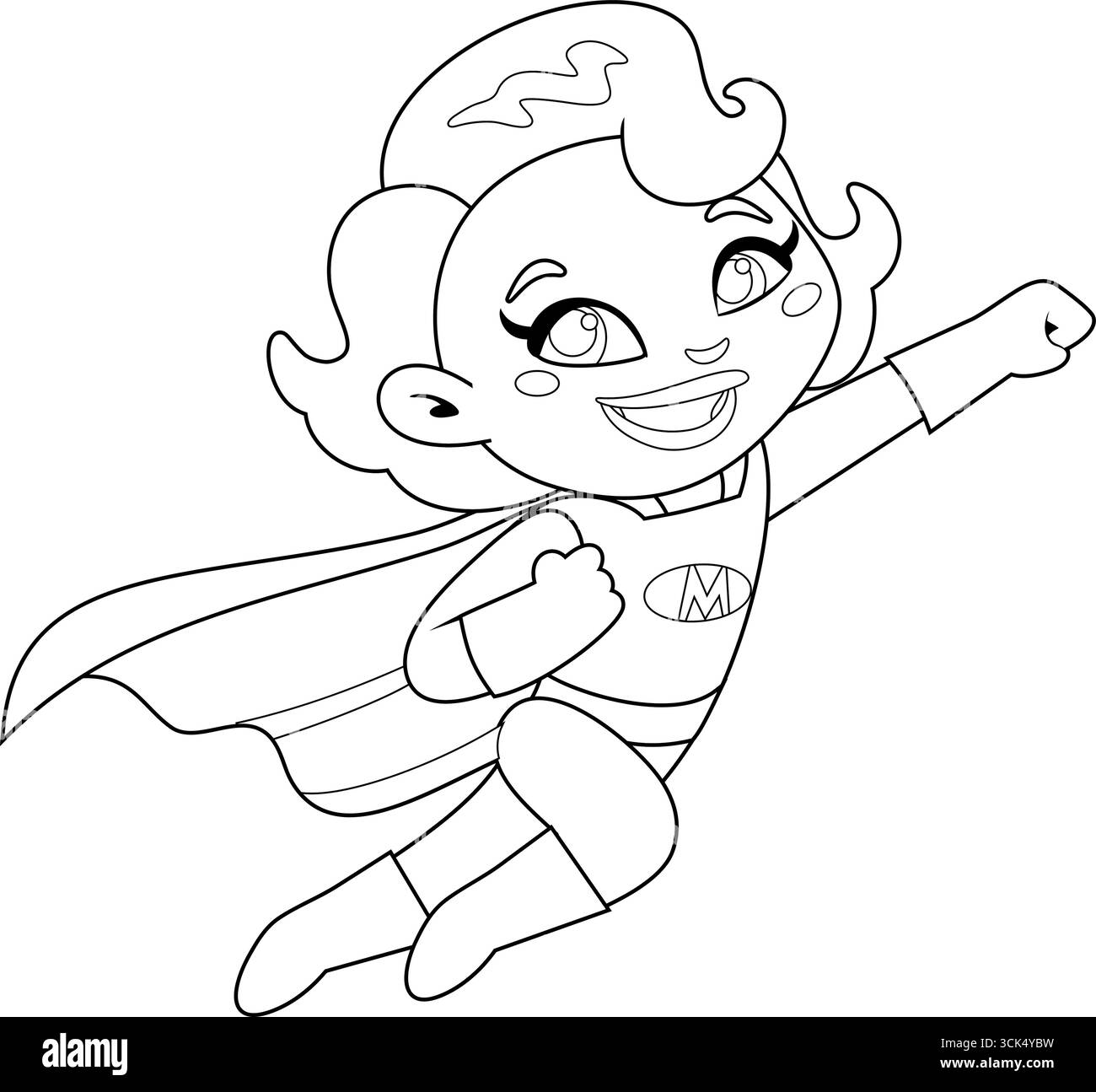 Aperçu Super Hero Mom Cartoon Character Flying. Illustration vectorielle dessinée à la main isolée sur fond transparent Illustration de Vecteur