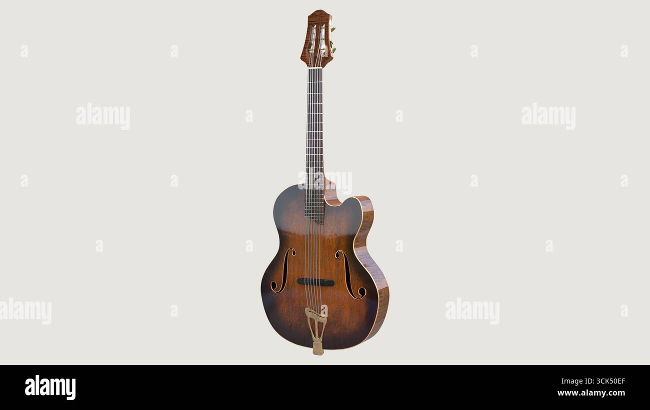 Une guitare acoustique vintage présentant des courbes élégantes et un design classique, idéal pour les musiciens et les collectionneurs. Banque D'Images