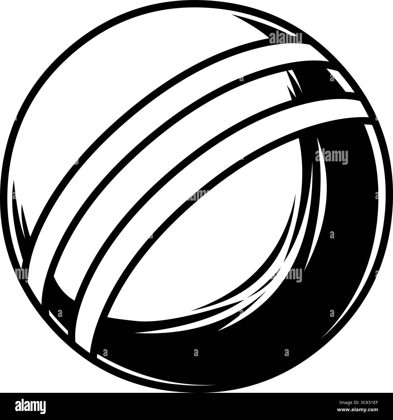 Design de logo graphique de boule de cricket noir et blanc - illustration vectorielle dessinée à la main isolée sur fond transparent Illustration de Vecteur