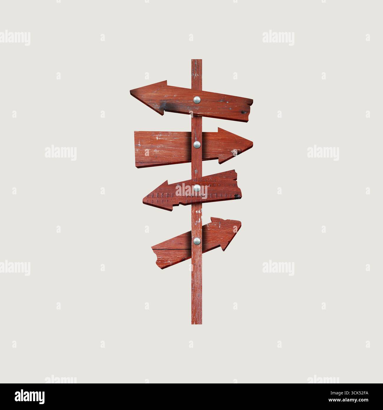 Un panneau en bois avec plusieurs flèches pointant dans différentes directions. Banque D'Images Un panneau en bois avec plusieurs flèches pointant dans différentes directions. Banque D'Images