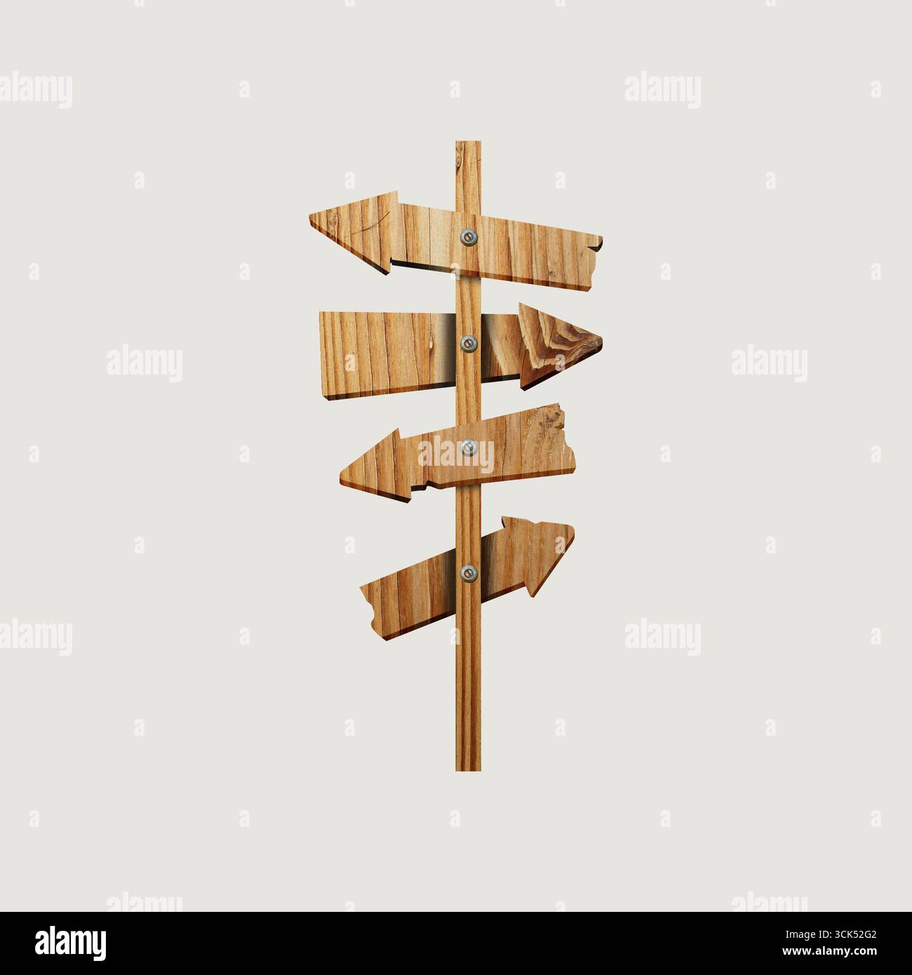 Un panneau directionnel en bois avec plusieurs flèches indiquant différentes directions. Banque D'Images Un panneau directionnel en bois avec plusieurs flèches indiquant différentes directions. Banque D'Images