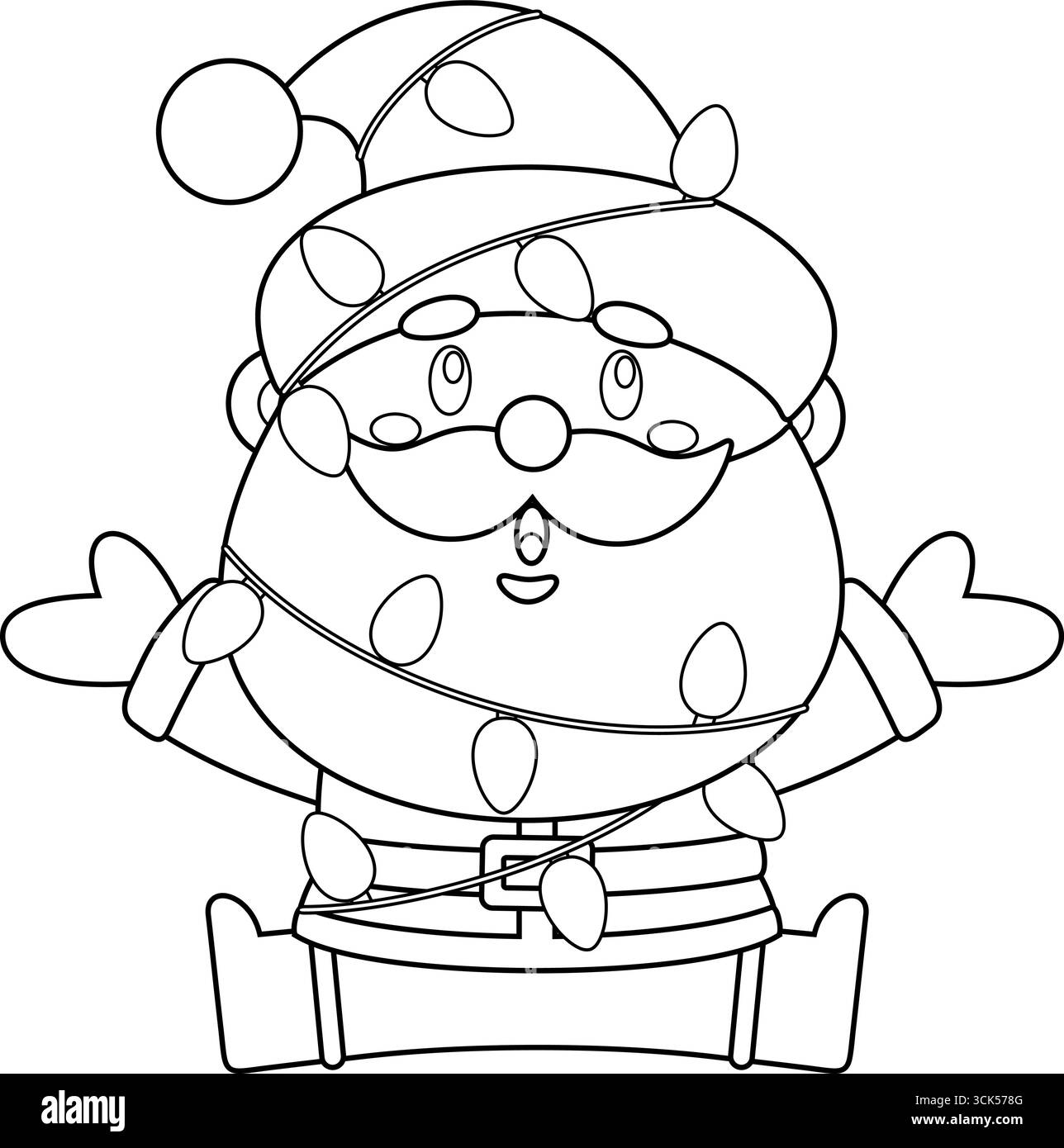 Personnage dessiné de père Noël mignon enveloppé dans des lumières de Noël festives. Illustration vectorielle dessinée à la main isolée sur fond transparent Illustration de Vecteur