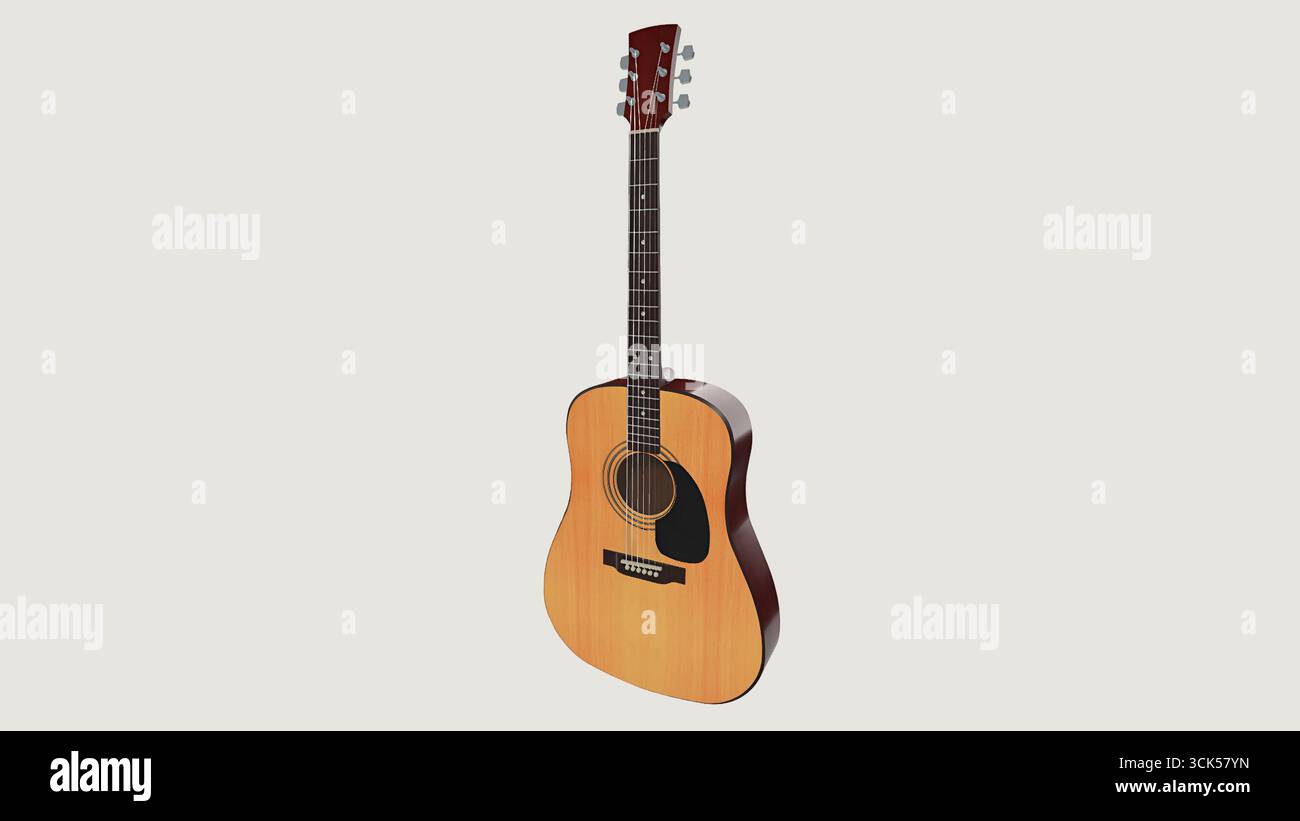 Une guitare acoustique en bois avec un design classique, idéal pour les amateurs de musique et les interprètes. Banque D'Images
