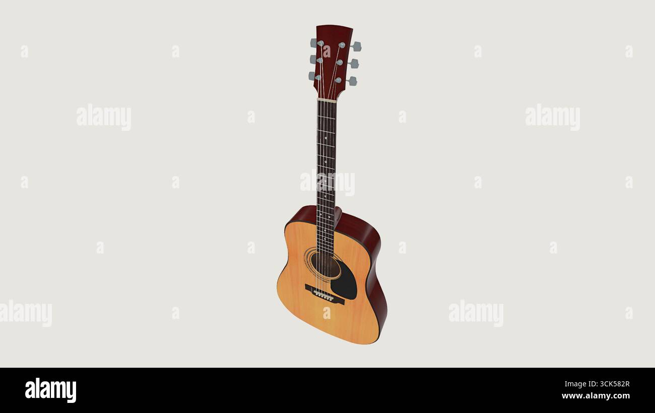 Une guitare acoustique en bois avec un design classique, mettant en valeur son corps et son cou. Banque D'Images