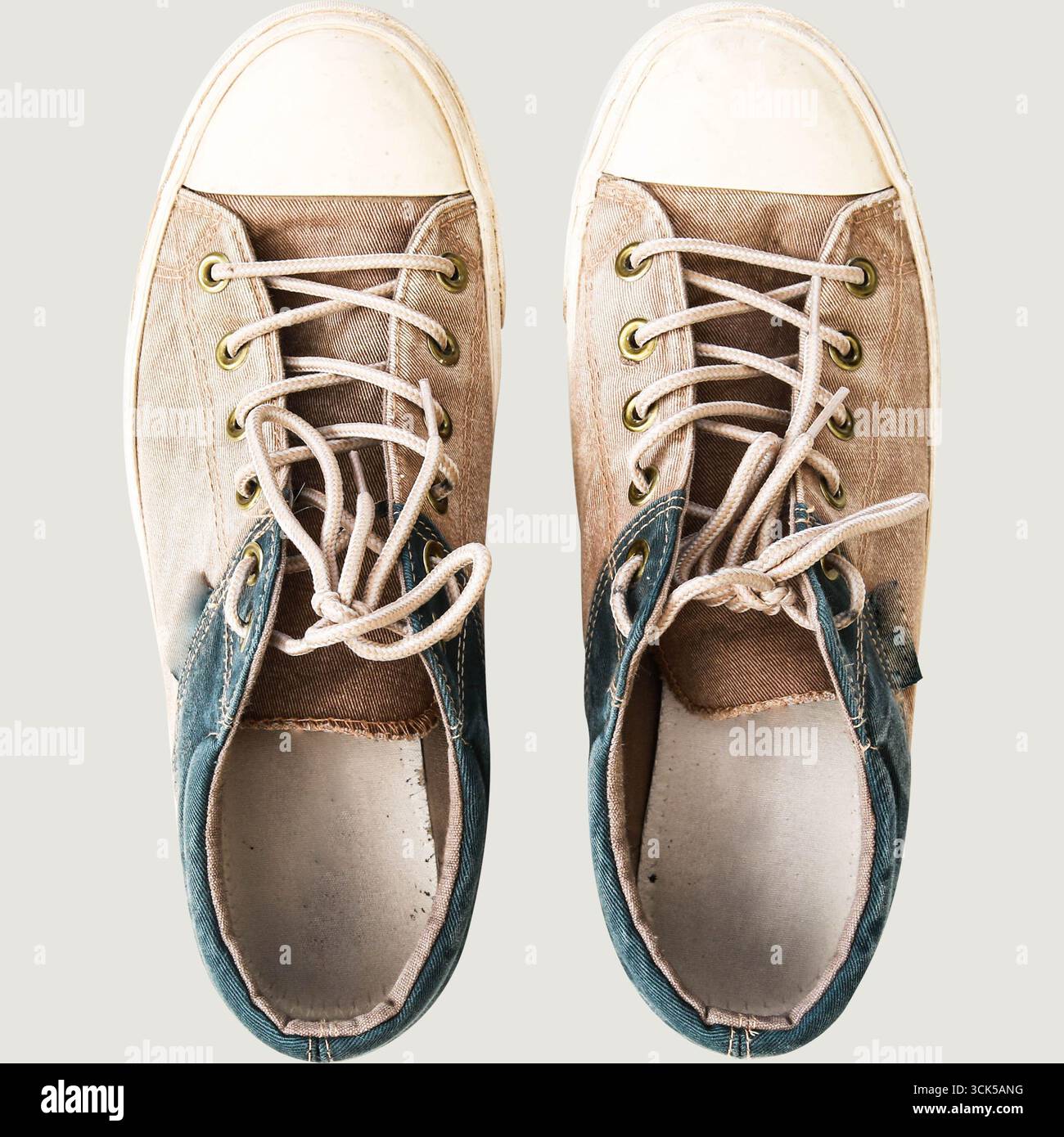 Une paire de baskets élégantes avec un dégradé de couleurs unique et un design classique. Banque D'Images