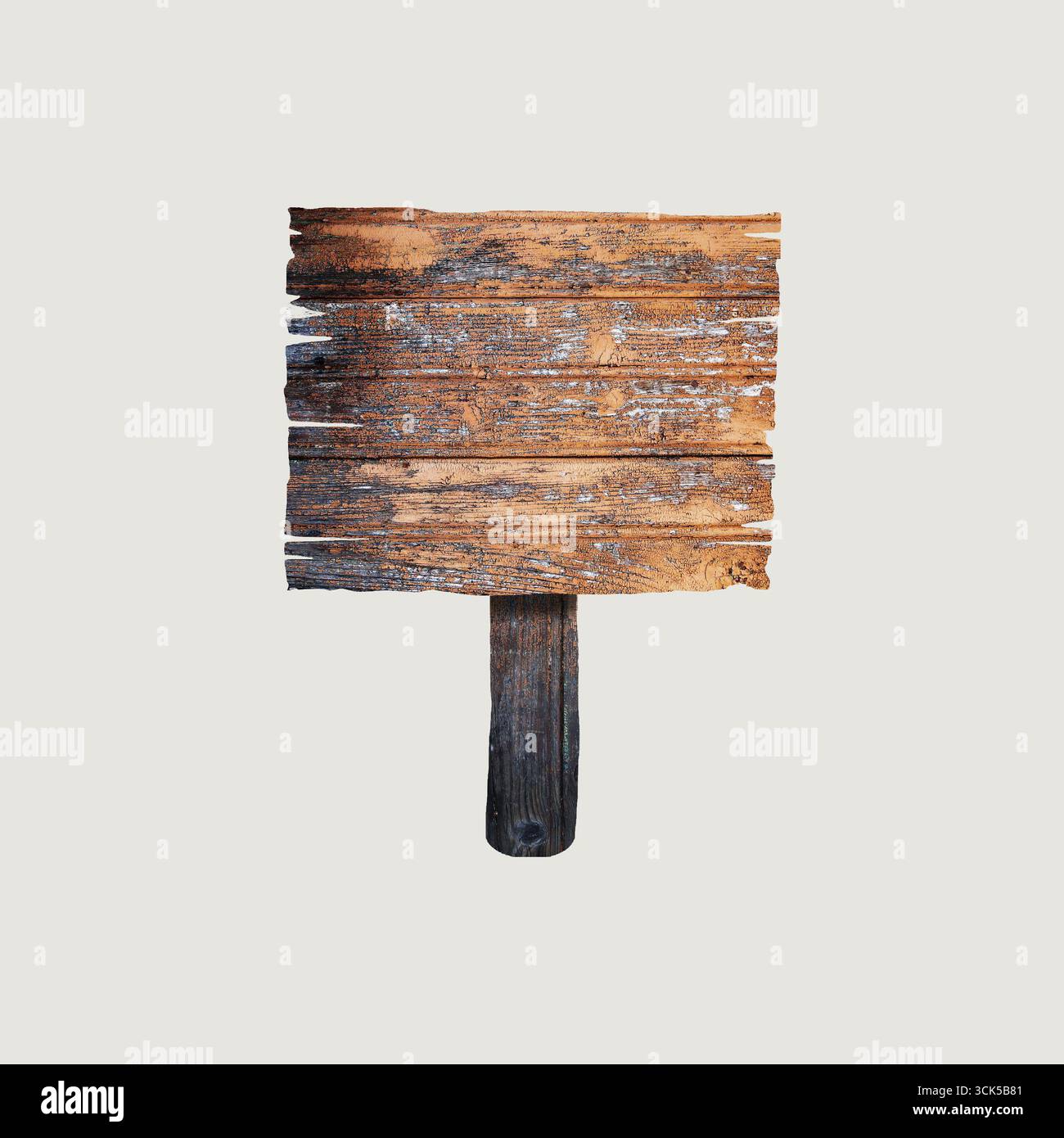 Un panneau de signalisation rustique en bois avec une surface texturée, probablement utilisé à des fins directionnelles ou informatives. Banque D'Images Un panneau de signalisation rustique en bois avec une surface texturée, probablement utilisé à des fins directionnelles ou informatives. Banque D'Images