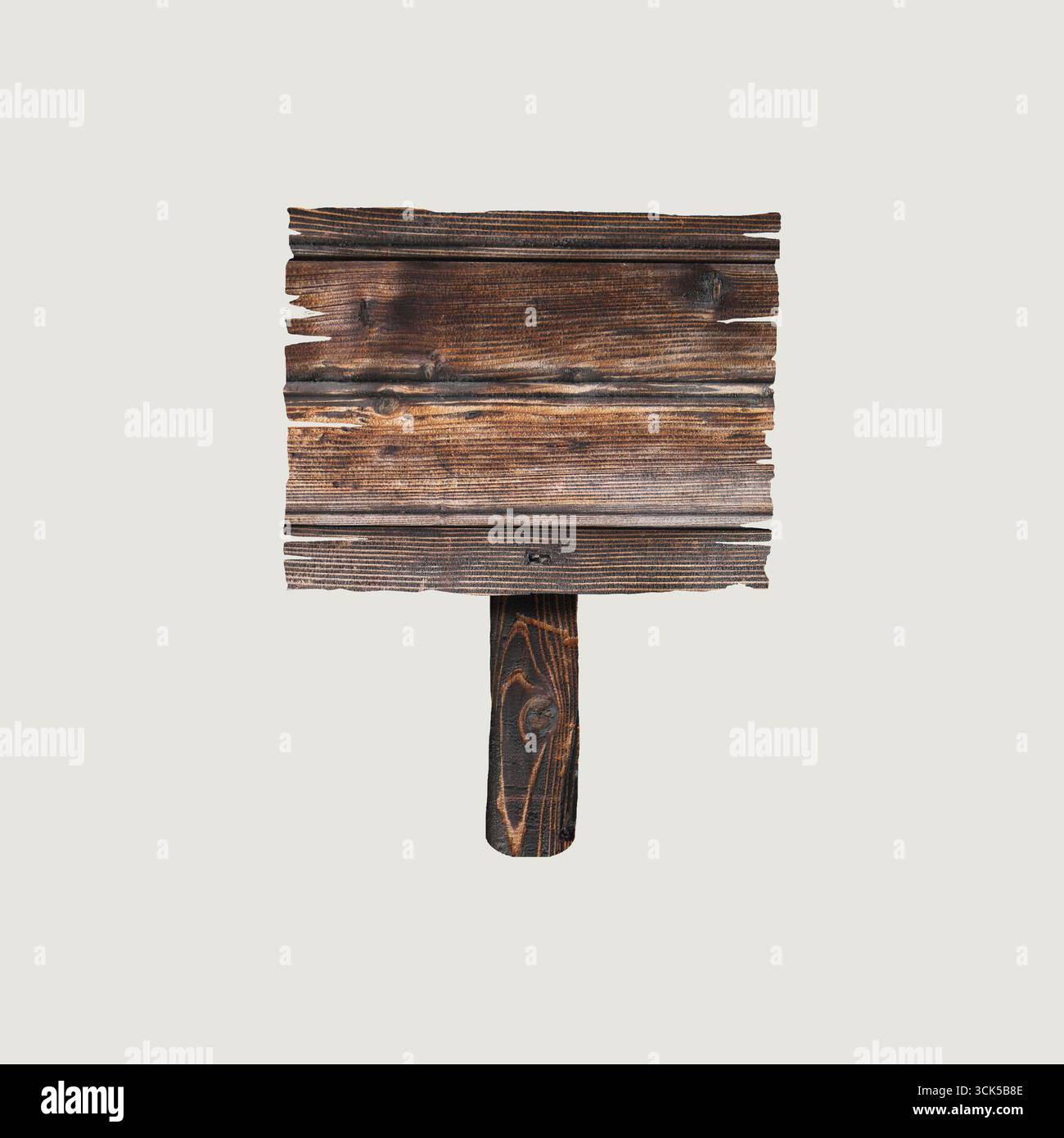 Un panneau en bois rustique avec un design simple, probablement utilisé à des fins directionnelles ou informatives. Banque D'Images Un panneau en bois rustique avec un design simple, probablement utilisé à des fins directionnelles ou informatives. Banque D'Images