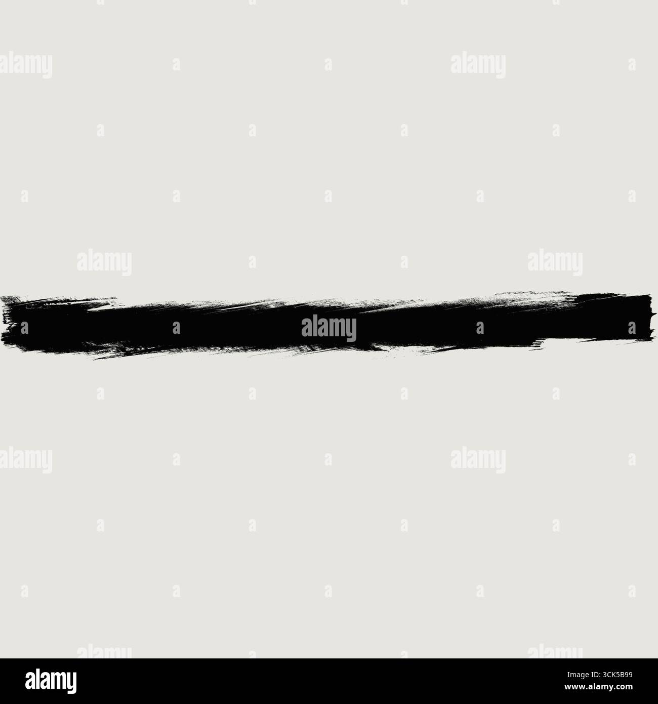 Un simple coup de pinceau noir horizontal sur un fond clair, mettant l'accent sur le minimalisme et l'expression artistique. Banque D'Images