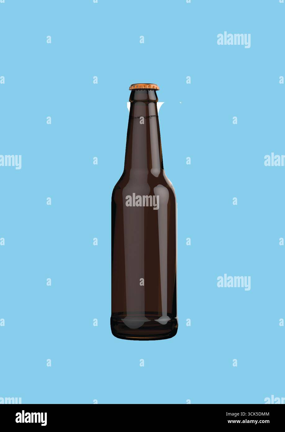 Une bouteille en verre foncé, généralement utilisée pour les boissons, présentant un design simple et classique. Banque D'Images