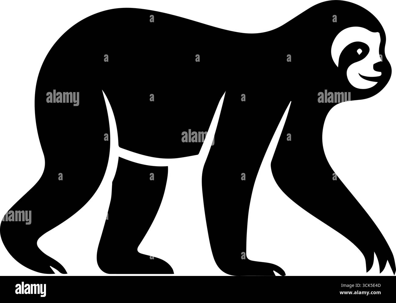 Silhouette noire d'un animal icône paresseux marchant dans le profil Illustration de Vecteur