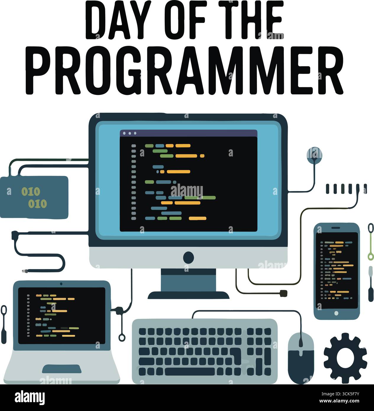Conception d'affiche de célébration du jour du programmeur Illustration de Vecteur