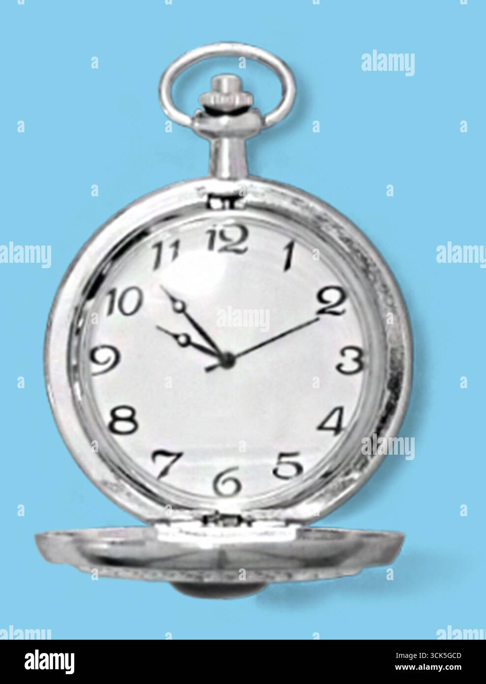 Une montre de poche vintage avec une finition argentée, avec un design classique et des chiffres clairs pour le chronométrage. Banque D'Images