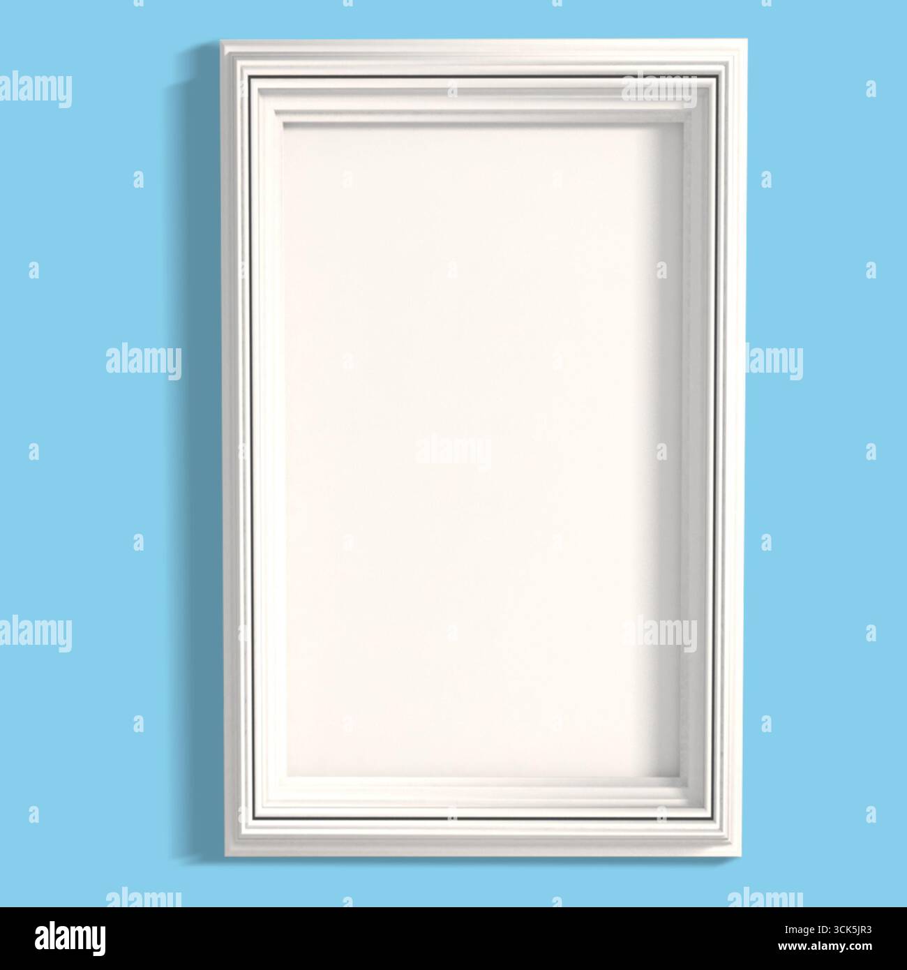 Un simple cadre photo blanc avec un design classique, adapté pour afficher des œuvres d'art ou des photographies. Banque D'Images