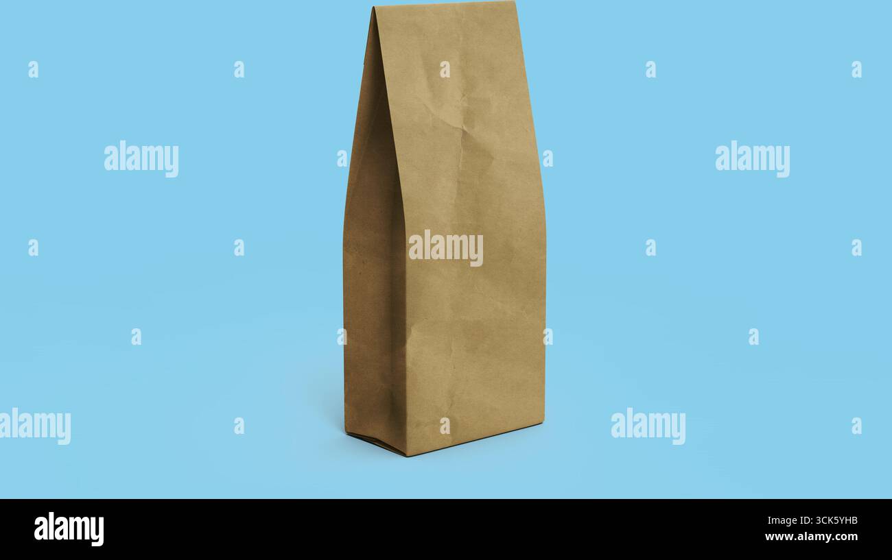 Sac en papier brun ordinaire, généralement utilisé pour transporter de la nourriture ou des articles à emporter. Banque D'Images