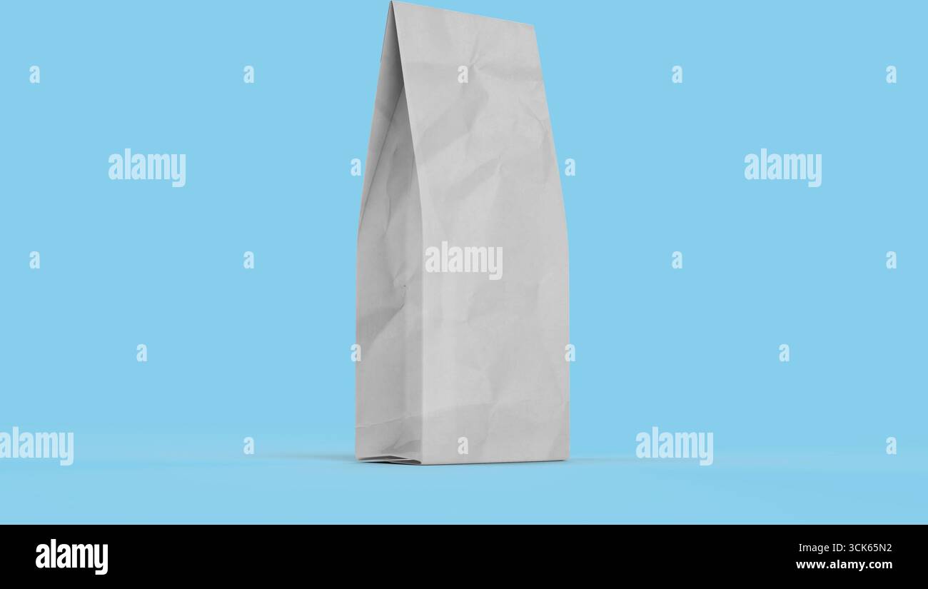 Sac en papier froissé debout, souvent utilisé pour emballer des aliments ou des boissons. Banque D'Images