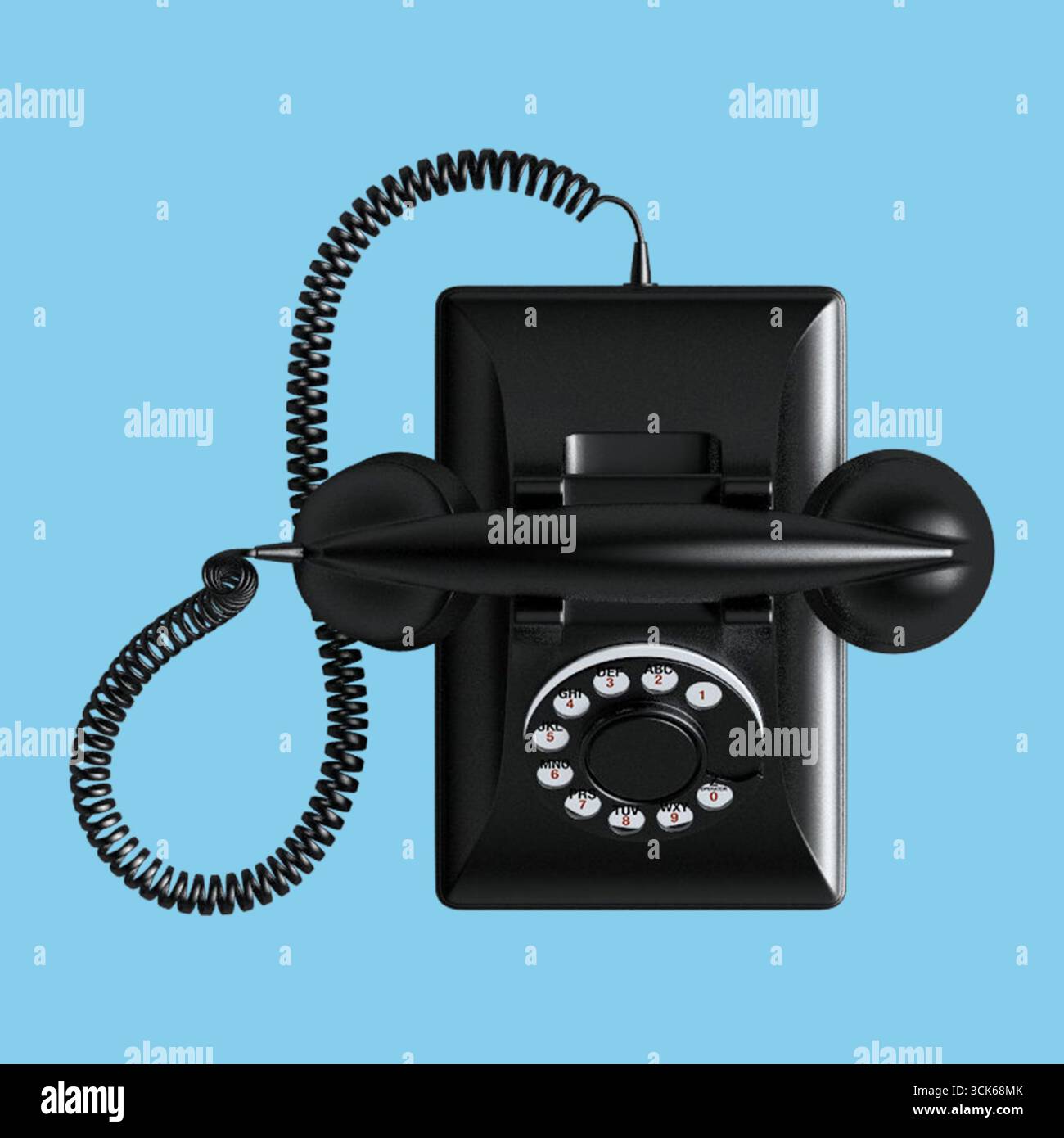 Un téléphone rotatif noir classique, symbolisant les méthodes de communication traditionnelles. Banque D'Images