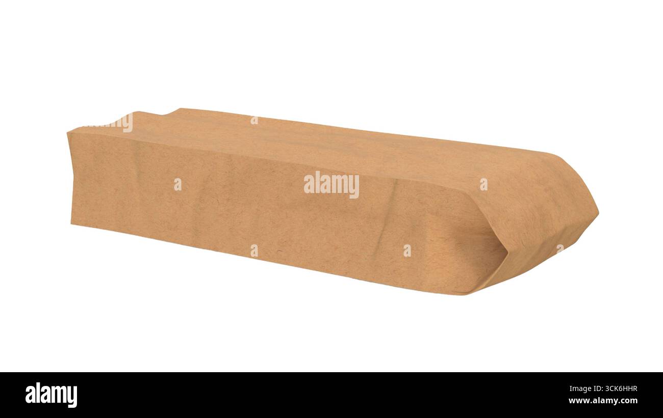 Un sac en papier brun, froissé et plat, généralement utilisé pour transporter des articles ou de l'épicerie. Banque D'Images