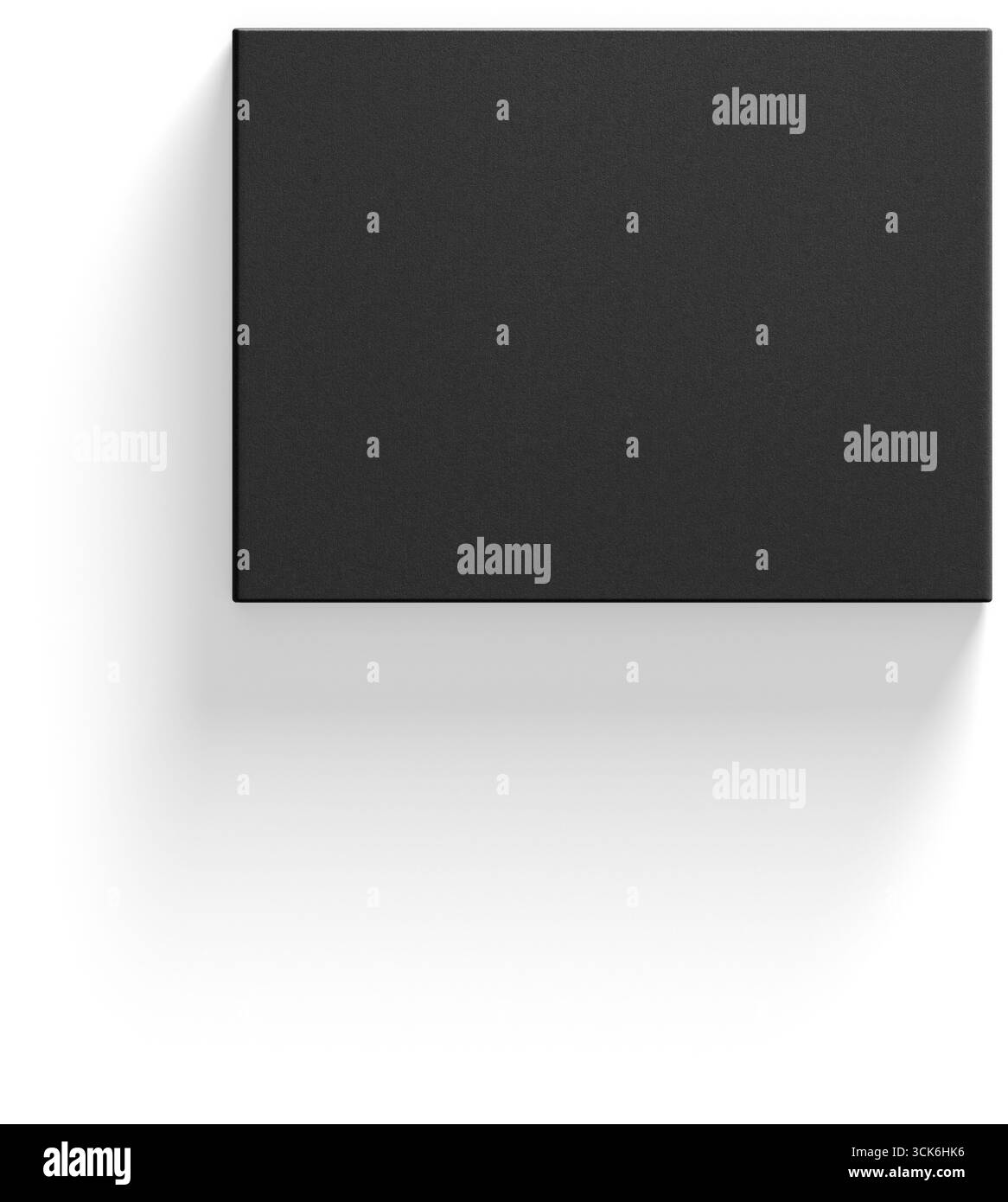 Une toile noire simple avec une légère ombre, suggérant un design minimaliste ou un espace de présentation. Banque D'Images