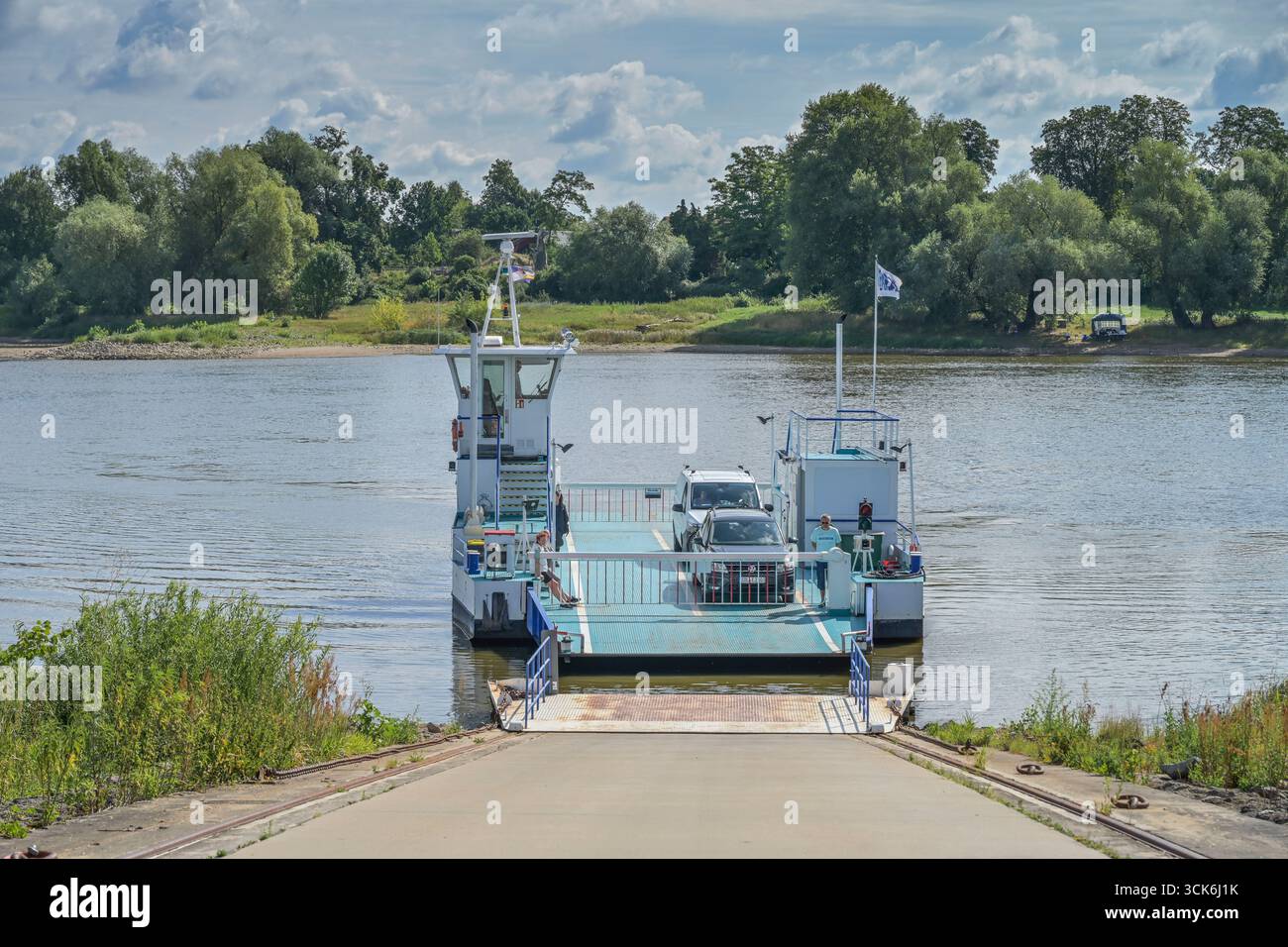 Elbe, Fähre, Rogätz, Saxe-Anhalt, Deutschland Banque D'Images
