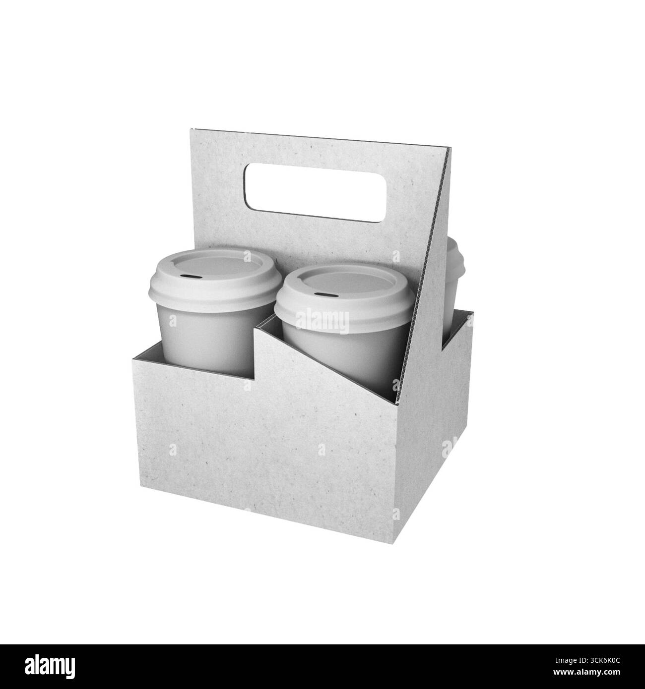 Porte-boissons en carton contenant deux gobelets jetables, conçu pour transporter des boissons de manière pratique. Banque D'Images