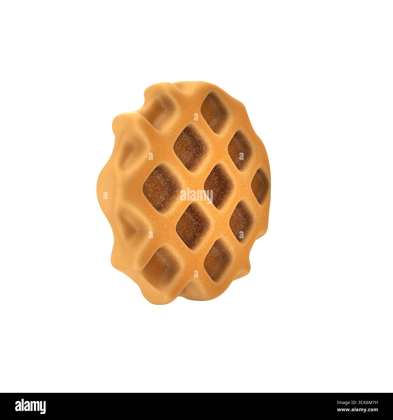 Une représentation réaliste d'une gaufre, mettant en valeur sa surface texturée et son motif quadrillé classique. Banque D'Images