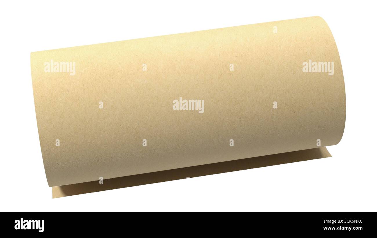 Feuille roulée de papier beige, couramment utilisée à des fins d'artisanat ou d'emballage. Banque D'Images