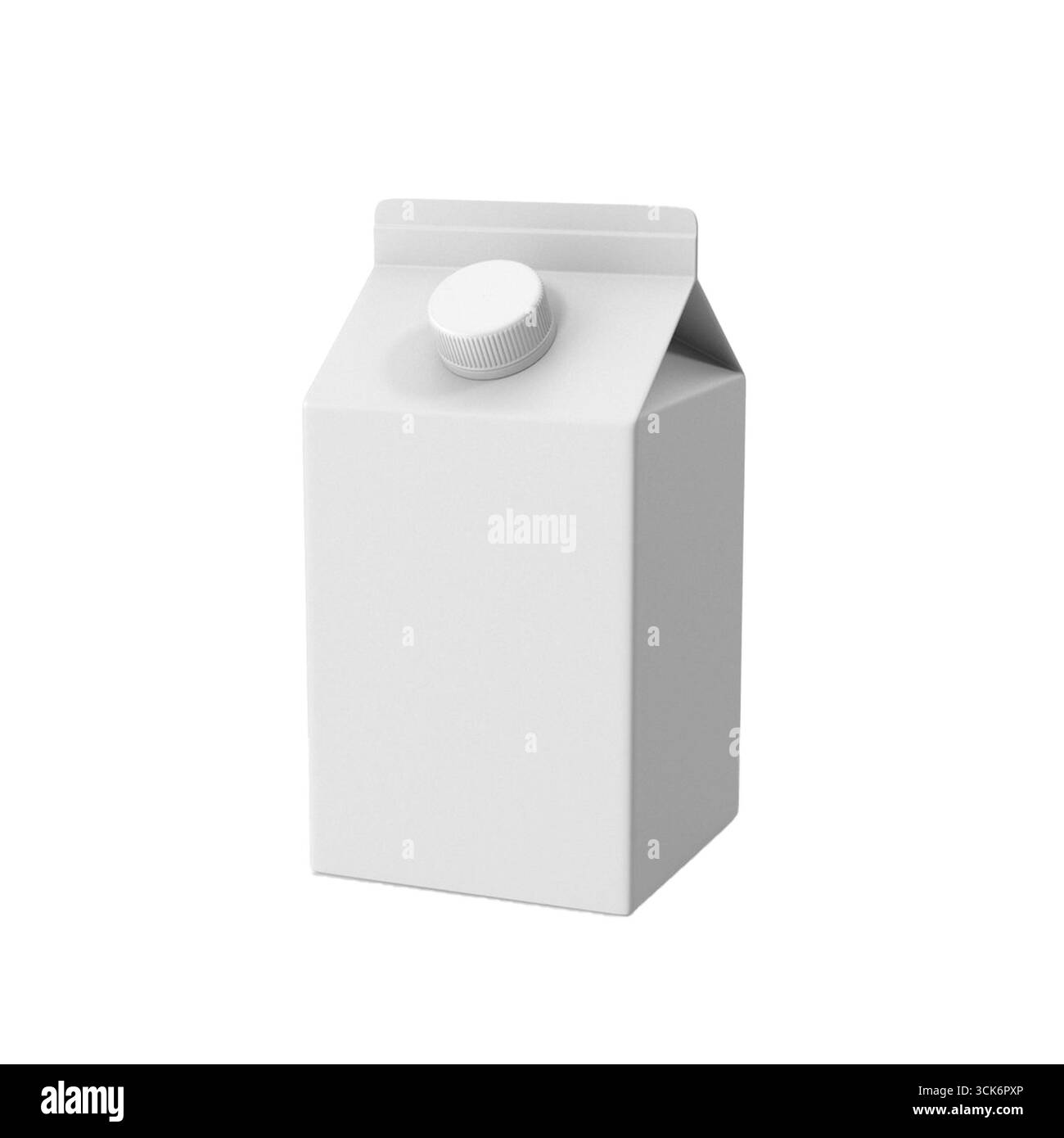 Carton de lait blanc ordinaire conçu pour le stockage et le versement de boissons. Banque D'Images