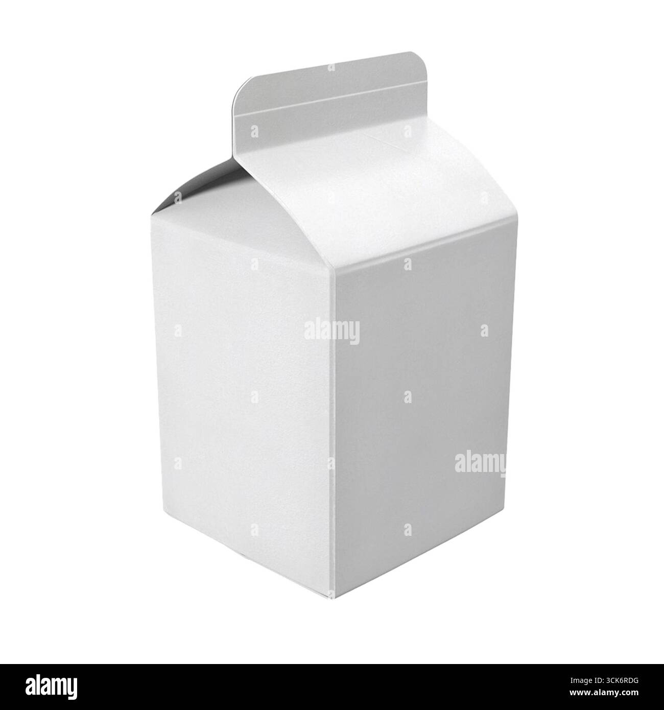 Carton de lait blanc ordinaire au design classique pour un versement facile. Banque D'Images