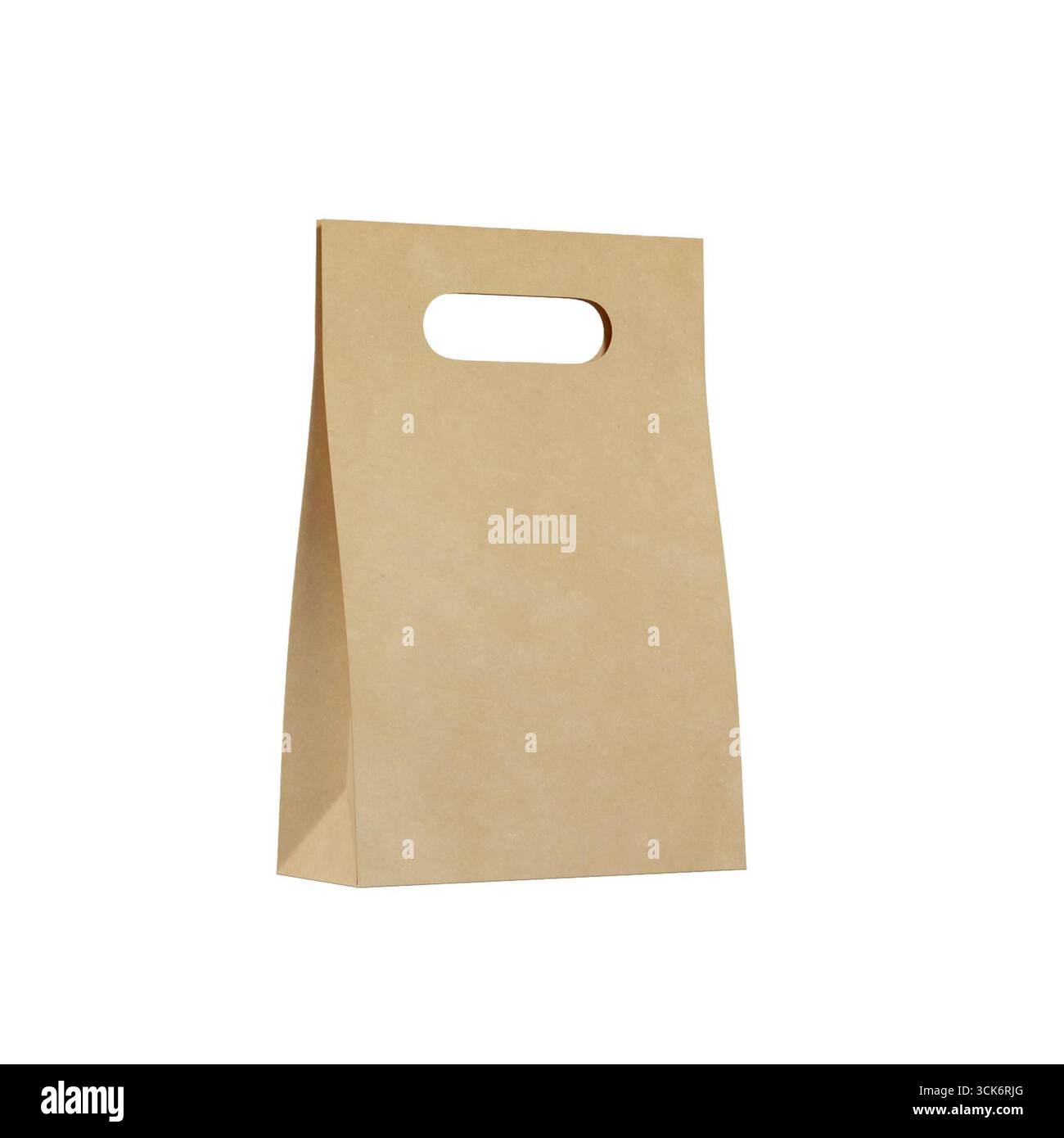 Un sac en papier brun simple avec une poignée, couramment utilisé pour transporter des objets ou des aliments à emporter. Banque D'Images
