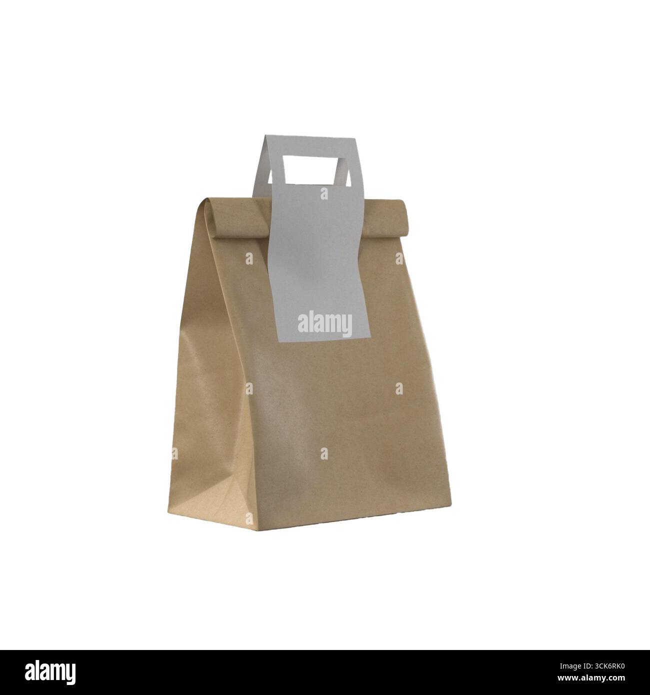 Un sac en papier brun simple avec une poignée, souvent utilisé pour transporter de la nourriture ou de petits objets. Banque D'Images