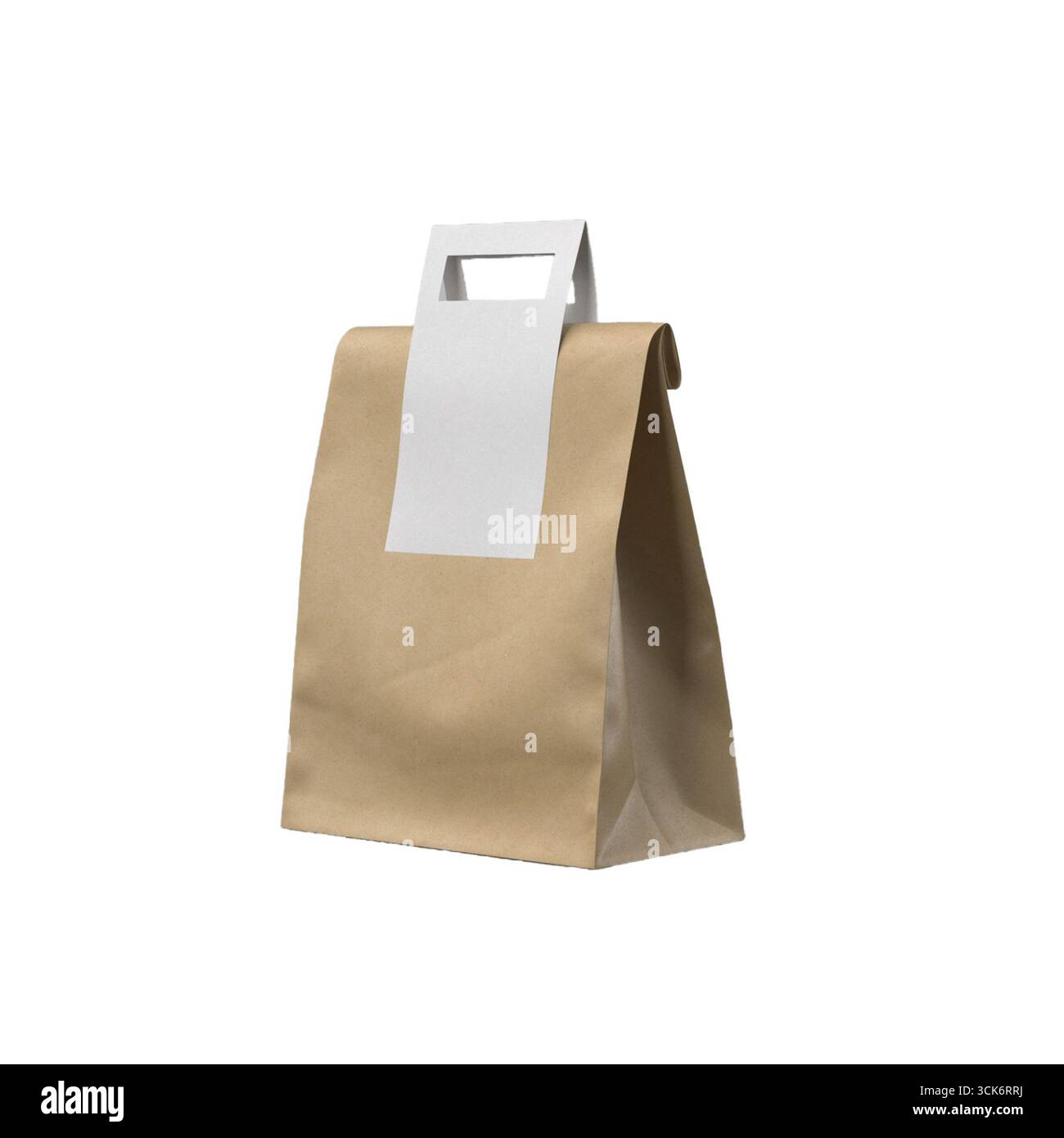 Un sac en papier brun simple avec une poignée, couramment utilisé pour emporter ou emballer des produits alimentaires. Banque D'Images