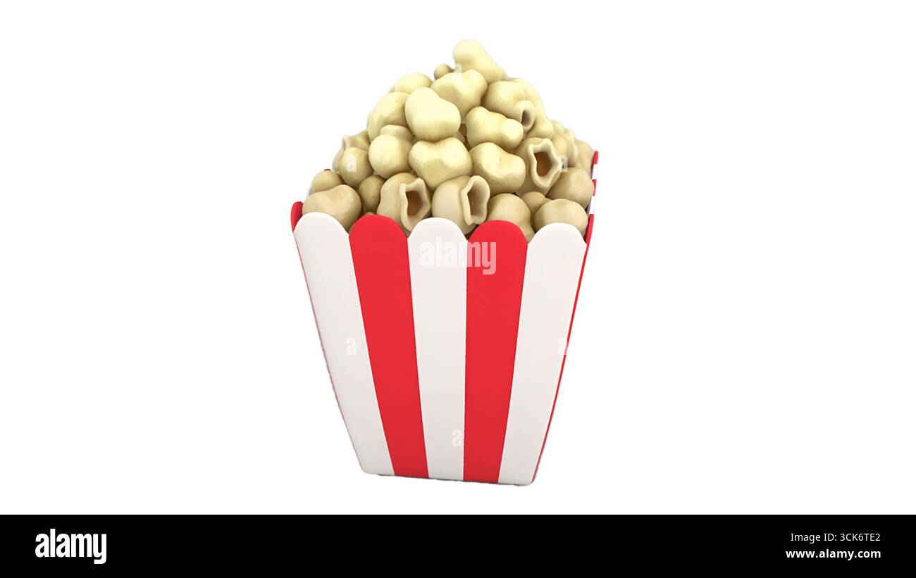 Un récipient classique rempli de pop-corn moelleux, parfait pour les soirées cinéma et les collations. Banque D'Images