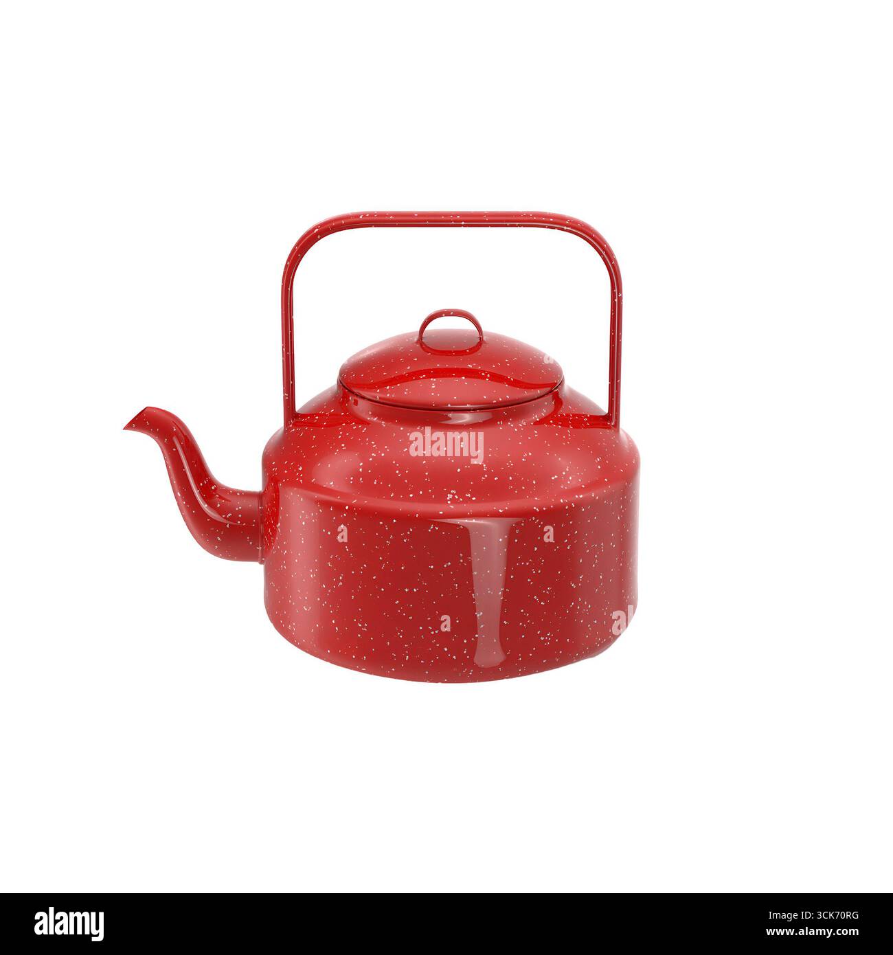 Une bouilloire rouge vif au design classique, idéale pour faire bouillir de l'eau ou faire du thé. Banque D'Images