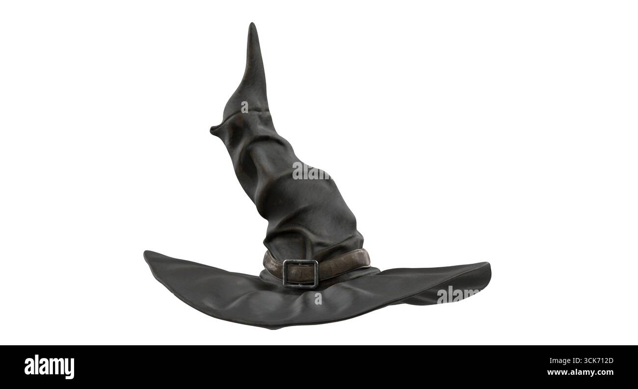 Un chapeau de sorcière noir classique avec un design haut et pointu, souvent associé à Halloween et à la magie. Banque D'Images