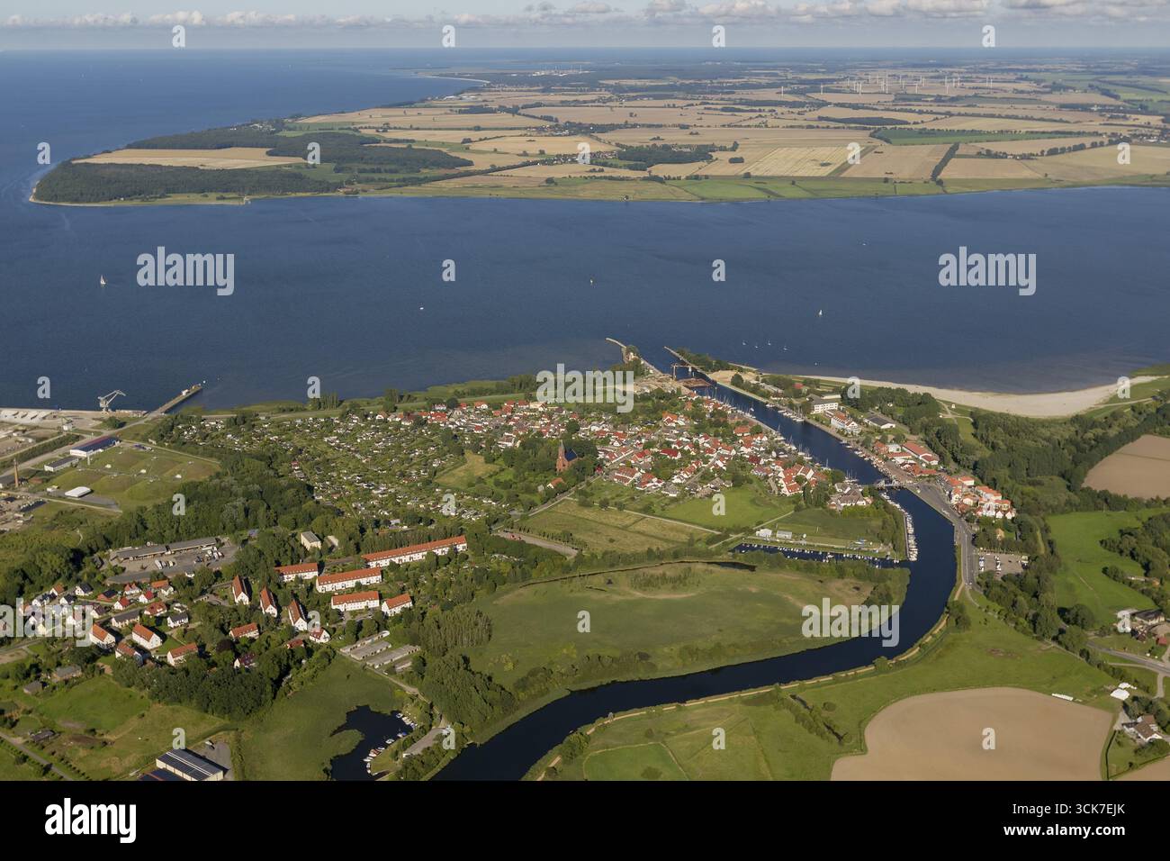 Ryck, Wieck, Greifswald, Greifswalder Bodden, Mecklembourg-Poméranie occidentale, Allemagne, Europe, vue aérienne, vue des yeux d'oiseau, photographie aérienne, photo aérienne Banque D'Images