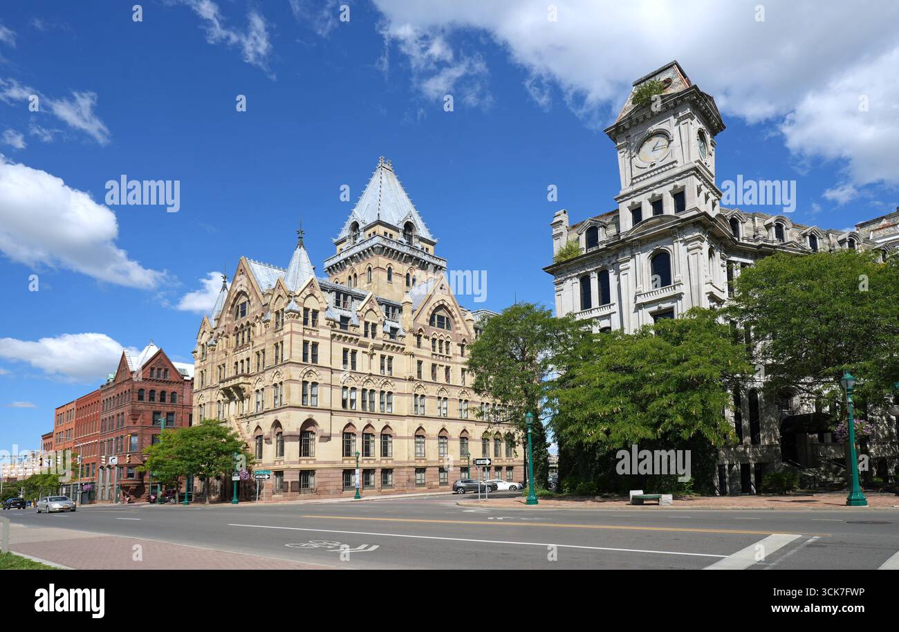 Immeubles de bureaux ornés des années 1800 dans le centre-ville de Syracuse, État de New York Banque D'Images