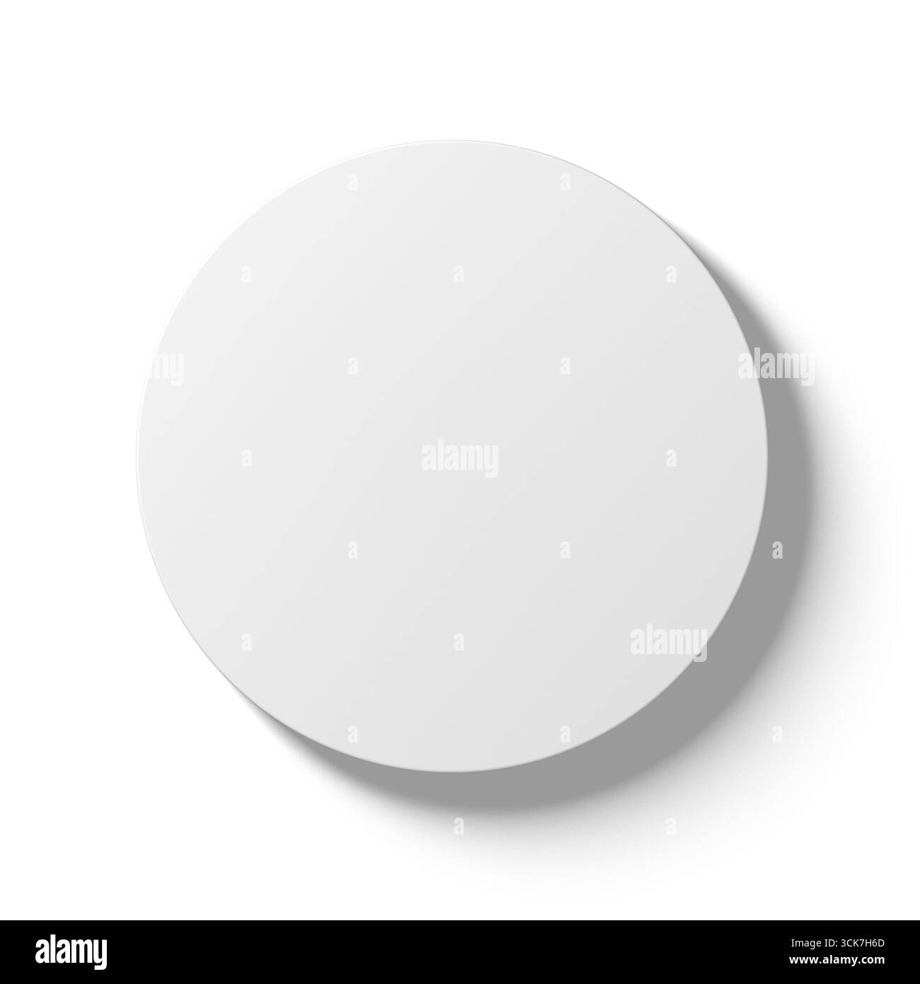 Une surface blanche circulaire simple avec des ombres douces, suggérant un élément de design minimaliste. Banque D'Images