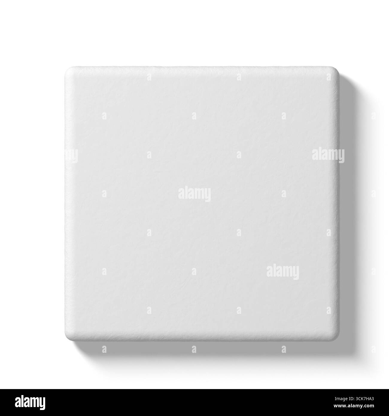 Un carreau carré blanc Uni avec une ombre subtile, suggérant un élément de design minimaliste. Banque D'Images