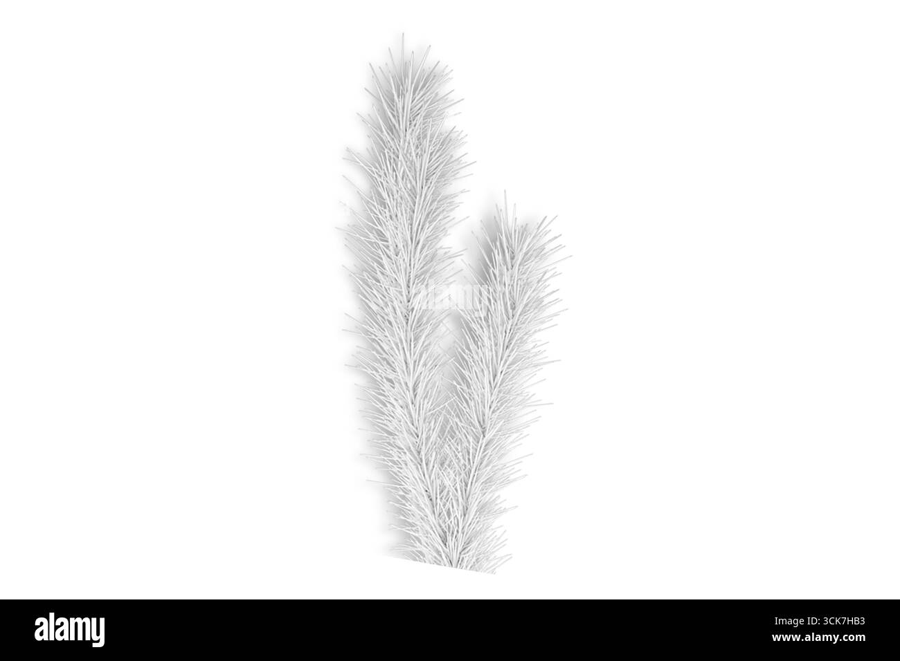 Une plante blanche artificielle ressemblant à des branches de pin, idéale pour les décorations saisonnières. Banque D'Images