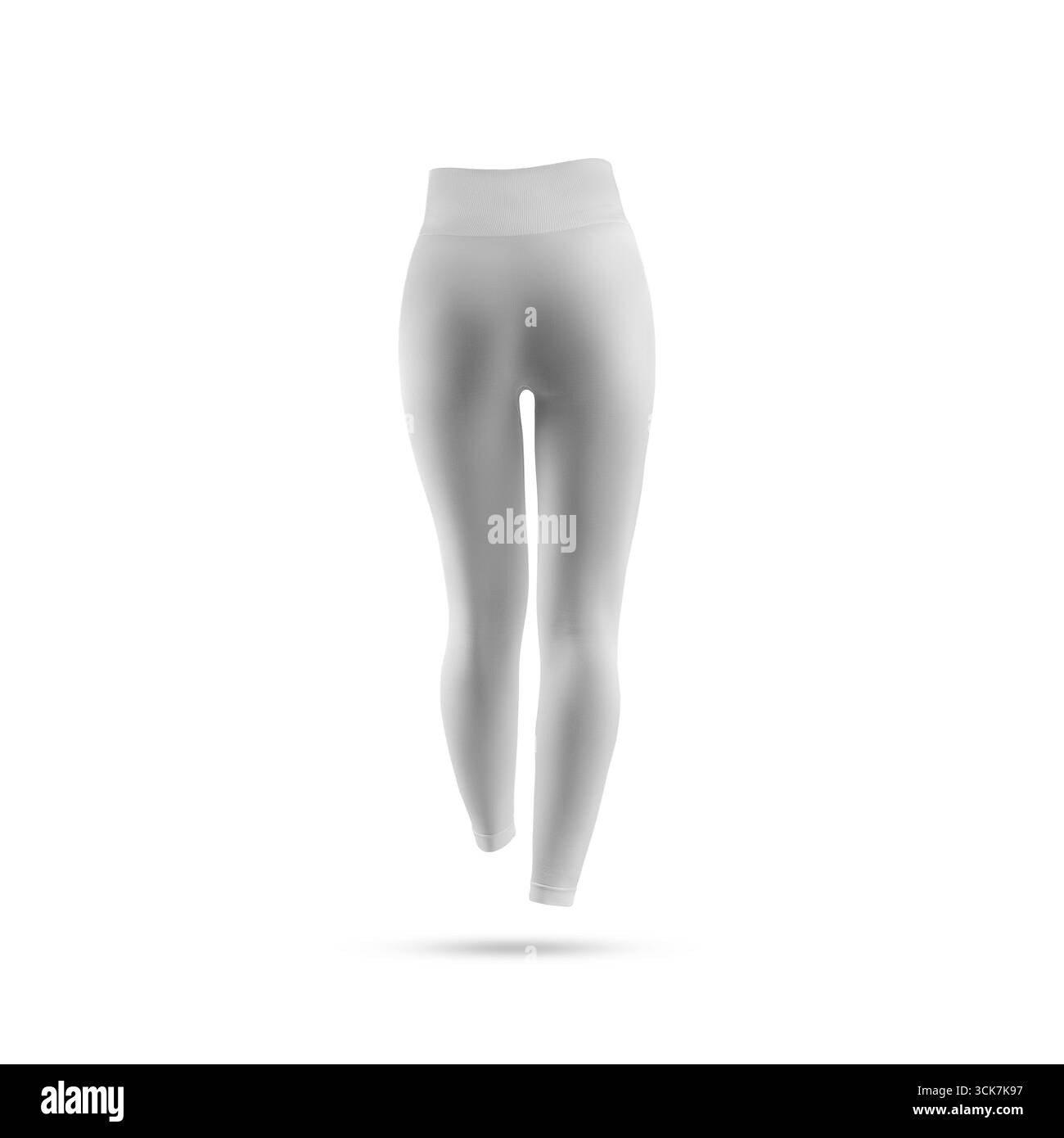 Une paire de leggings blancs affichés sur un fond minimal, mettant l'accent sur le style et le confort. Banque D'Images