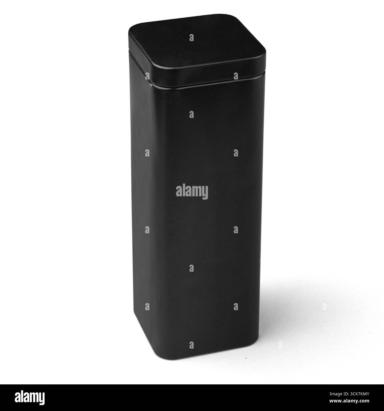 Un conteneur noir élégant avec une forme rectangulaire et un couvercle, adapté au stockage ou à l'organisation. Banque D'Images