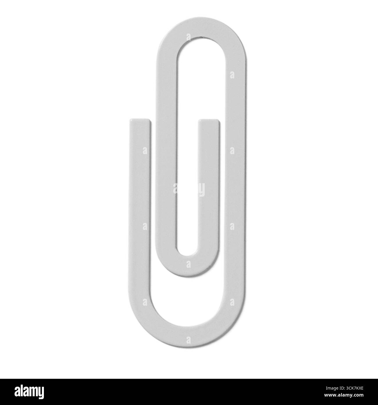 Un design minimaliste de trombone blanc, symbolisant l'organisation et la gestion des documents. Banque D'Images