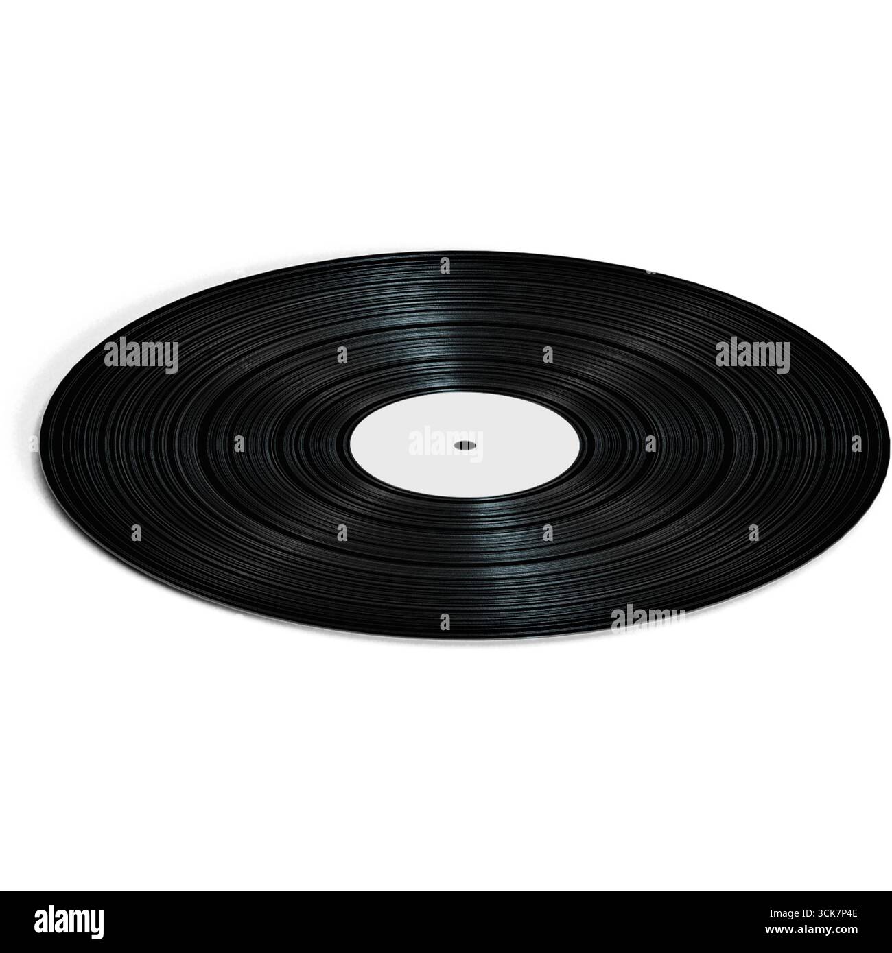 Un disque vinyle noir classique avec une étiquette centrale vierge, utilisé pour la lecture de musique. Banque D'Images