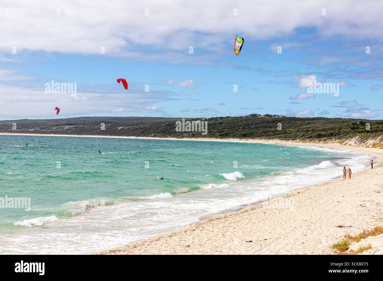 Kite surf à Hamelin Bay Beach, près de Karridale, région de Margaret River, comté d'Augusta dans la région SW de l'Australie occidentale WA Banque D'Images
