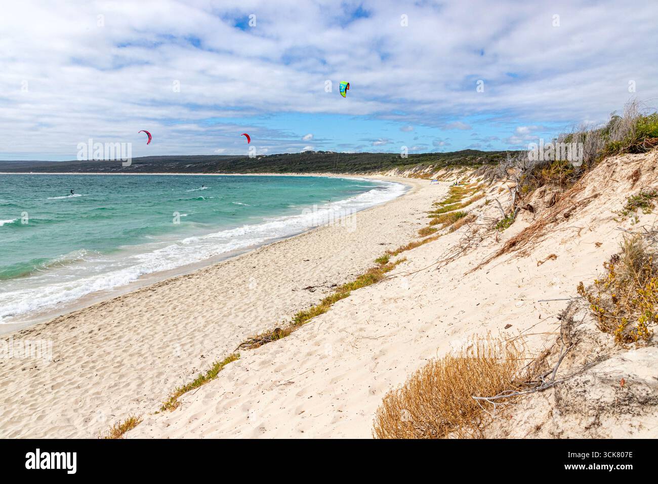 Kite surf à Hamelin Bay Beach, près de Karridale, région de Margaret River, comté d'Augusta dans la région SW de l'Australie occidentale WA Banque D'Images