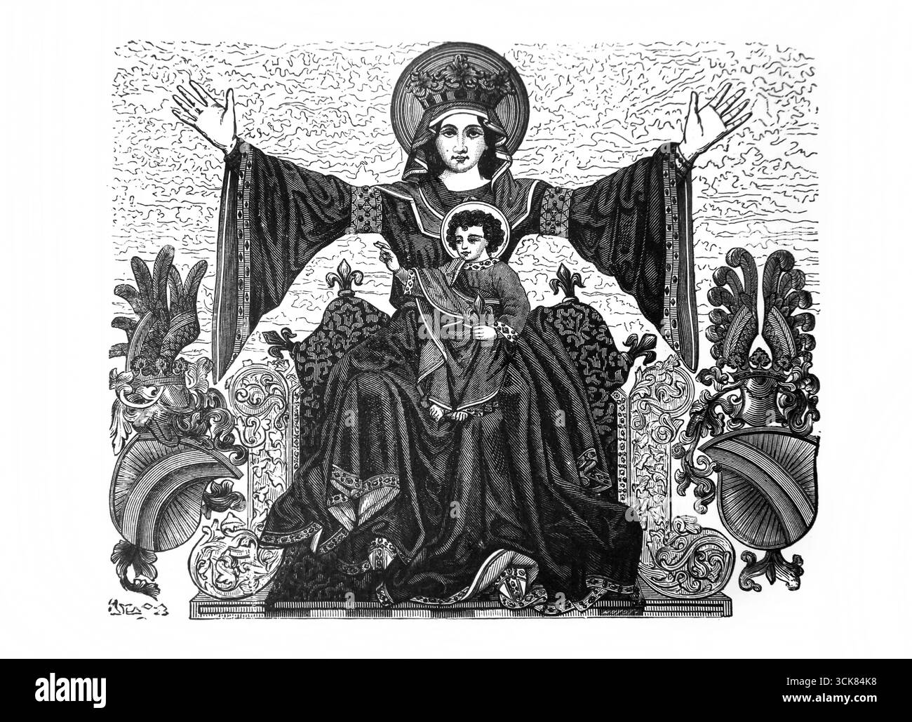 Illustration de l'ancienne bannière de la ville de Strasbourg incendiée lors du bombardement de la ville en 1870 pendant la guerre franco-prussienne. La bannière d Banque D'Images