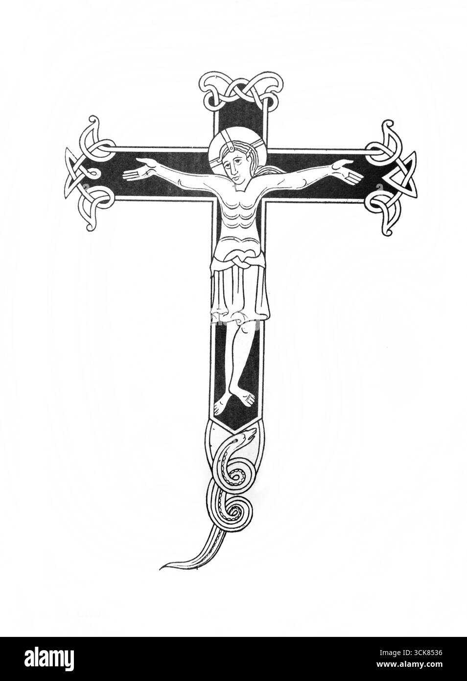 Illustration du crucifix peint dans le Sacramentaire de Roda Espagne à partir du XIe siècle peinture d'une édition de 1902 du Crucifix sans l'Historie, Banque D'Images