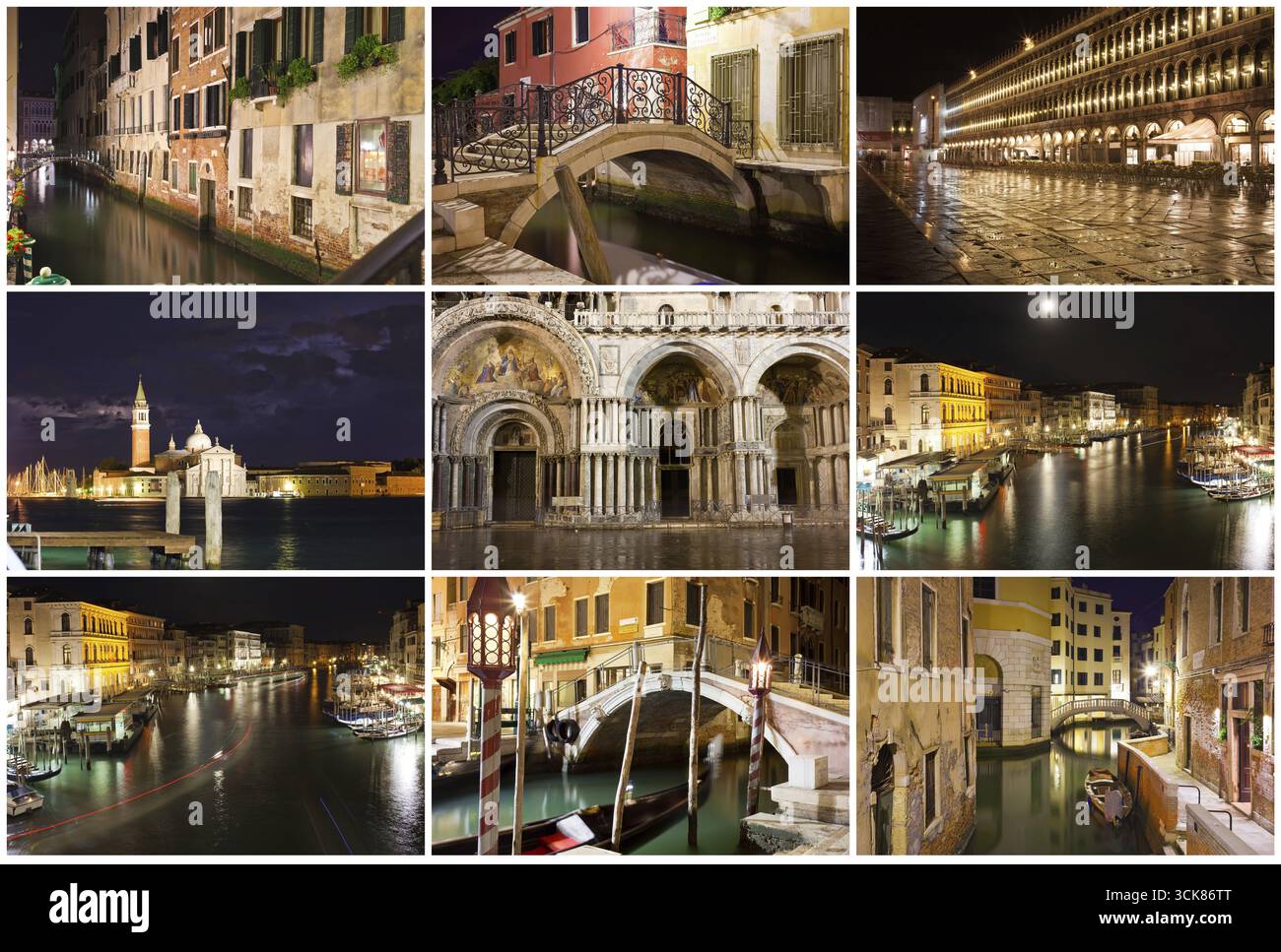 Célèbre Grand Canal de nuit, Venise, Italie Banque D'Images